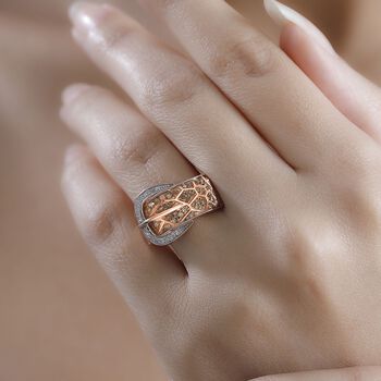 Nat&uuml;rlicher Champagner Diamant Ring 925 Silber 750 Ros&eacute;gold Vermeil (Gr&ouml;&szlig;e 18.00) ca. 0,50 ct