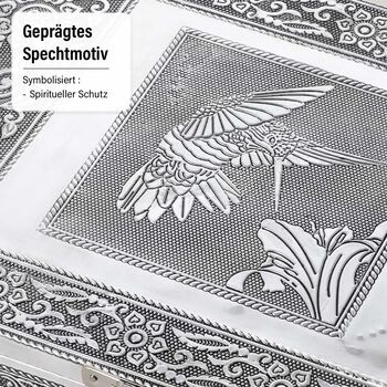 4-teiliges Set handgefertigter Aluminiumboxen mit Kolibri-Motiv, Gr&ouml;&szlig;en von 24x17x9 cm bis 13x6,5x3 cm