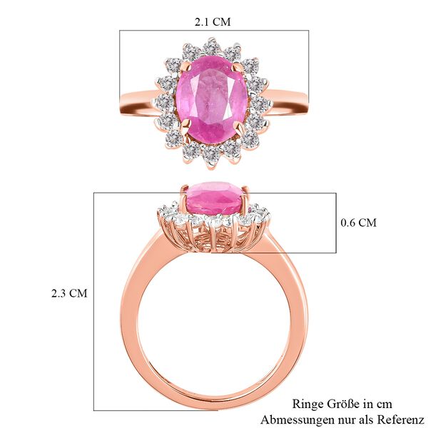 Premium Ilakaka Rosa Saphir und Zirkon-Halo Ring, 925 Silber Ros&eacute;gold Vermeil, 2,98 ct. image number 7