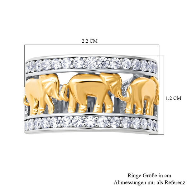 LUSTRO STELLA - zweifarbiger Zirkonia-Elefant-Ring in Silber image number 7