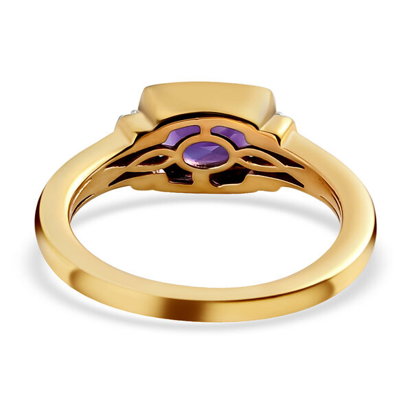 Nat&uuml;rlicher, marokkanischer Amethyst und wei&szlig;er Zirkon-Ring, 925 Silber vergoldet  ca. 0,92 ct image number 6