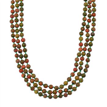 Dreilagige Unakite-Halskette, 150cm - 375 ct.