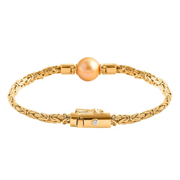 Royal Bali Kollektion- AAA goldene S&uuml;dseeperle und Labor Diamant Armband image number 3