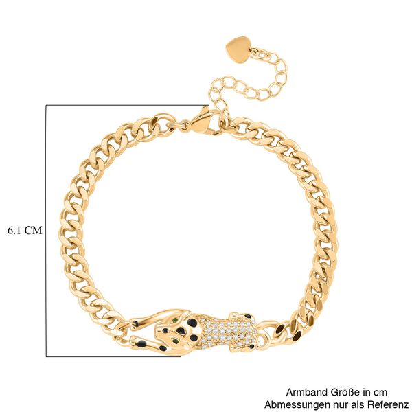Weißes Zirkonia und grünes Nanokristall 18+4cm Armband in Goldton image number 6