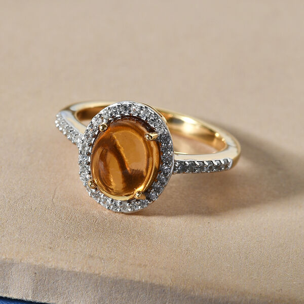 Citrin und Zirkon-Ring, 925 Silber vergoldet  ca. 2,16 ct image number 2