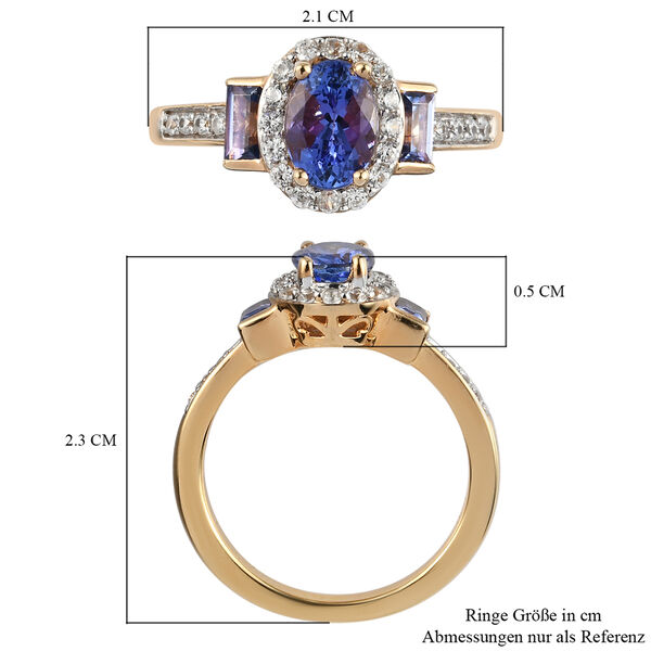 AA Tansanit und Zirkon-Ring, 925 Silber 585 Gelb Vermeil  ca. 1,41 ct image number 7