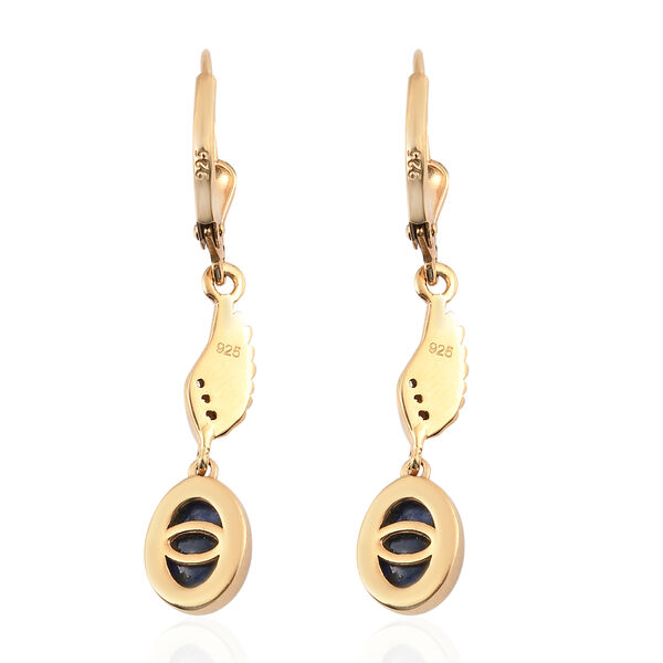 Masoala Saphir (Fissure gefüllt) und Zirkon Ohrhänger 925 Silber vergoldet ca. 4,08 ct  image number 5