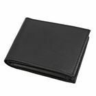 Klassische Bifold Herren-Geldbörse, 100% echtes Leder, RFID geschützt, schwarz