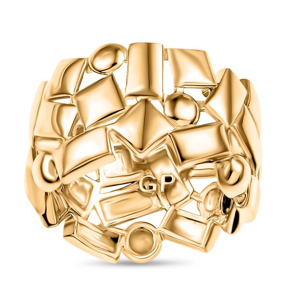 GP Art Roya Deco - Kollektion - Kanchanaburi Blauer Saphir Ring 925 Silber 750 Gelbgold Vermeil (Größe 18.00) image number 3