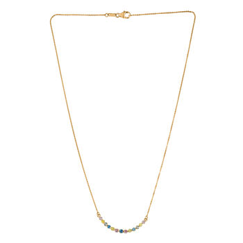 LUXURIANT DIAMOND - Lab Grown Blauer Diamant SI, Lab Grown Rosa Diamant Halskette ca. 50 cm 925 Silber 750 Gelbgold vermeil (10-15 Werktage Lieferzeit) ca. 1.00 ct