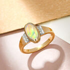 Natürlicher, äthiopischer Opal und weißer Zirkon-Ring, 925 Silber vergoldet  ca. 0,91 ct image number 1