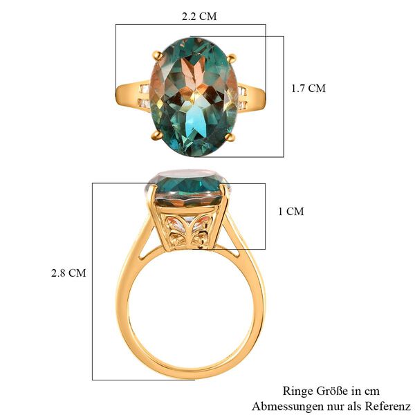 Aqua Terra Costa Quarz Triplett und Diamant-Ring, 925 Silber vergoldet, 10,06 ct. image number 7