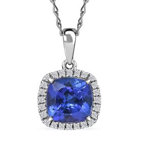 Rhapsody AAAA Tansanit, Weißer Diamant Schmuckset ca. 50 cm 950 Platin ca. 2,94 ct.