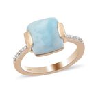 Larimar und Zirkon Solitär Ring 925 Silber 585 Vergoldet image number 3