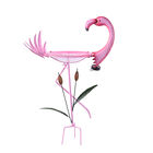 Garten Flamingo Vogeltränke mit Solarleuchten, Größe: 53x22x79, Mehrfarbig