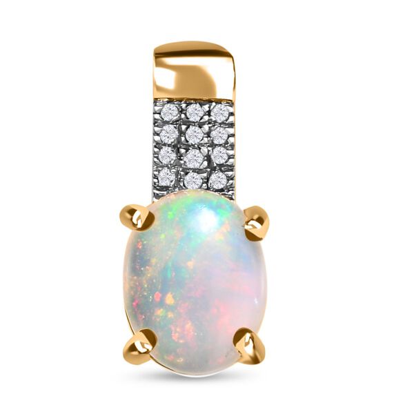 AA Nat&uuml;rlicher, &auml;thiopischer Welo Opal, Wei&szlig;er Diamant Anh&auml;nger, 925 Silber Gelbgold Vermeil, ca. 1.30 ct