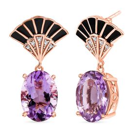 Zeitlose Art Kollektion - AA Rose De France Amethyst, Weißer Zirkon Ohrringe Messing 750 rosévergoldet ca. 11.11 ct