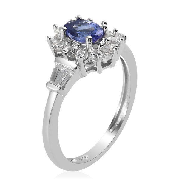 AA Tansanit und Zirkon Ring 925 Silber Platin-&Uuml;berzug image number 4