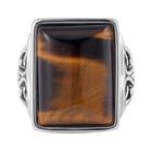 Gelbes Tigerauge Ring, 316L Edelstahl, (Größe 16.00), ca. 5.00 ct