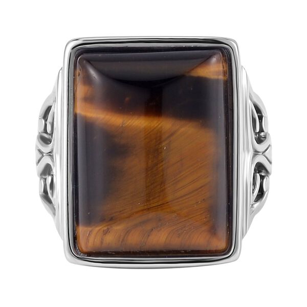 Gelbes Tigerauge Ring, 316L Edelstahl, (Gr&ouml;&szlig;e 16.00), ca. 5.00 ct