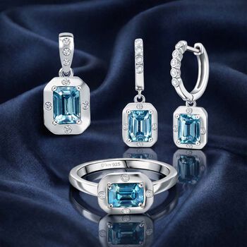D'Joy AAA blaues und wei&szlig;es Zirkon Schmuckset