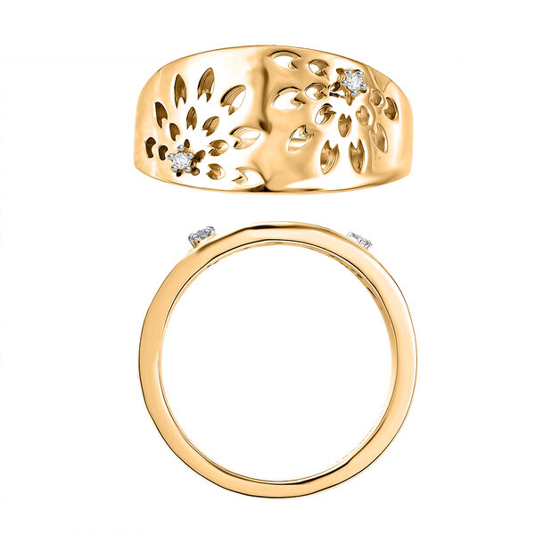 D'Joy Wei&szlig;er Diamant Ring 925 Silber 750 Gelb Vergoldet (Gr&ouml;&szlig;e 20.00) ca. 0,02 ct image number 6