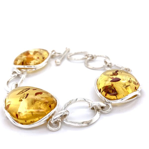 Baltisches Bernstein-Armband in Silber