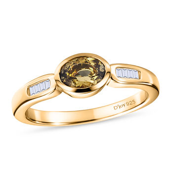 D'Joy AA nat&uuml;rlicher goldener Tansanit und Diamant Ring - 0,50 ct.