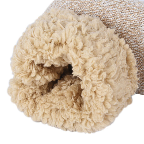 Doppellagige 1 Paar rutschfeste Kunstfell Hausschuhe, Größe S, 25 cm, Beige image number 3