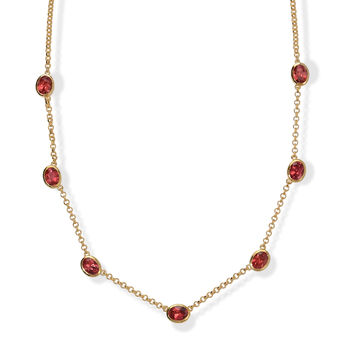 D'Joy Lab Grown Padparadscha-Saphir Halskette ca. 45 cm 925 Silber 750 Gelbgold vermeil ca. 12,56 ct.
