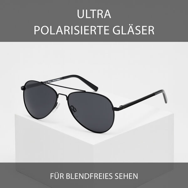 SOLE UND LUCE Swiss Eyewear Sonnenbrille, Ultra Polarisierte Gl&auml;ser, UV400 Schutz, Matt Schwarz image number 1