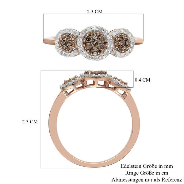 Champagner und Wei&szlig;er Diamant Ring 925 Silber Rosegold Vermeil image number 5