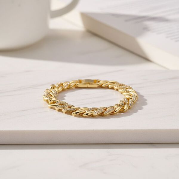 Weißer Zirkonia Armband ca. 18.5 cm Nickelfreies Messing image number 1