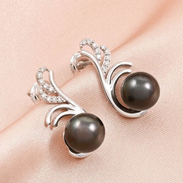 ILIANA zertifiziert und gepr&uuml;ft AAA Tahiti Perle und Diamant (SI) Ohrringe in 750 Wei&szlig;gold image number 1