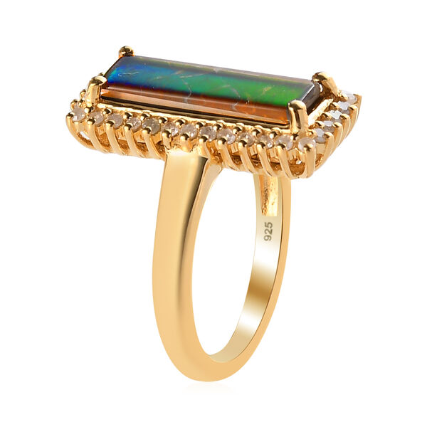 Kanadischer Ammolit und Diamant-Ring, 925 Silber Gelbgold Vermeil  ca. 2,59 ct image number 6