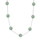 Grüner Aventurin Halskette ca. 50 cm 925 Silber rhodiniert ca. 40.00 ct