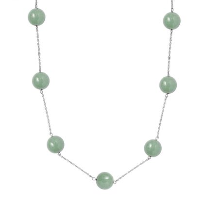 Gr&uuml;ner Aventurin Halskette ca. 50 cm 925 Silber rhodiniert ca. 40.00 ct