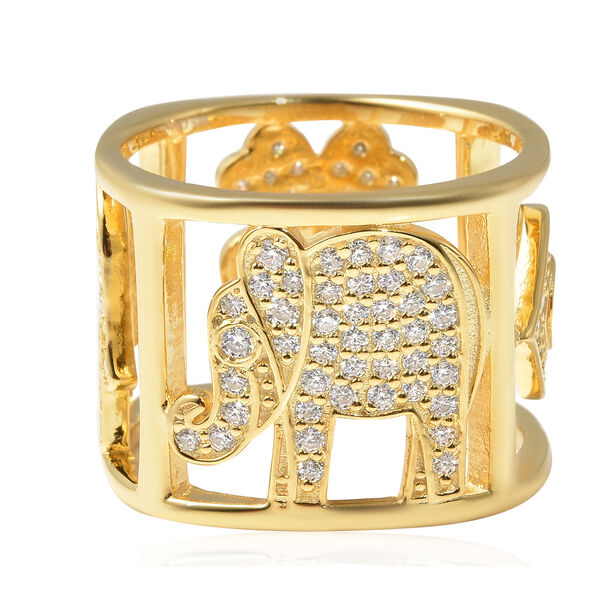 Wei&szlig;er Zirkon Ring, 925 Silber vergoldet  ca. 1,60 ct image number 5