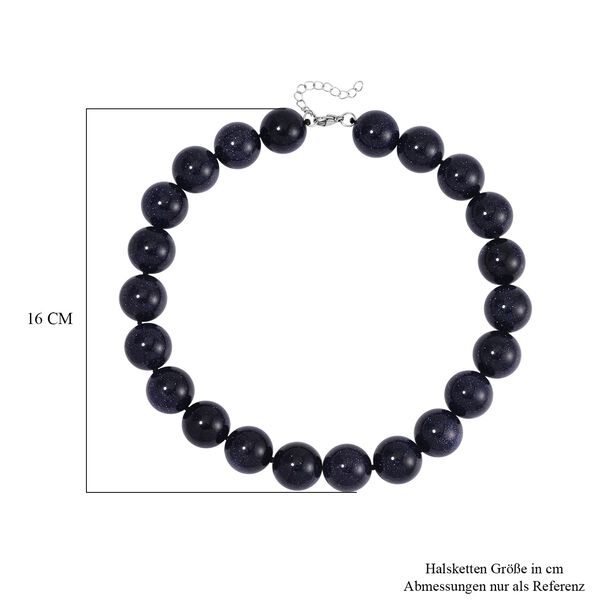 Blauer Sandstein flexiblel Halskette, Reiner Edelstahl ca. 1110.00 ct image number 4