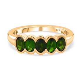 Natürlicher Chromdiopsid Ring, 925 Silber vergoldet (Größe 17.00) ca. 1.33 ct