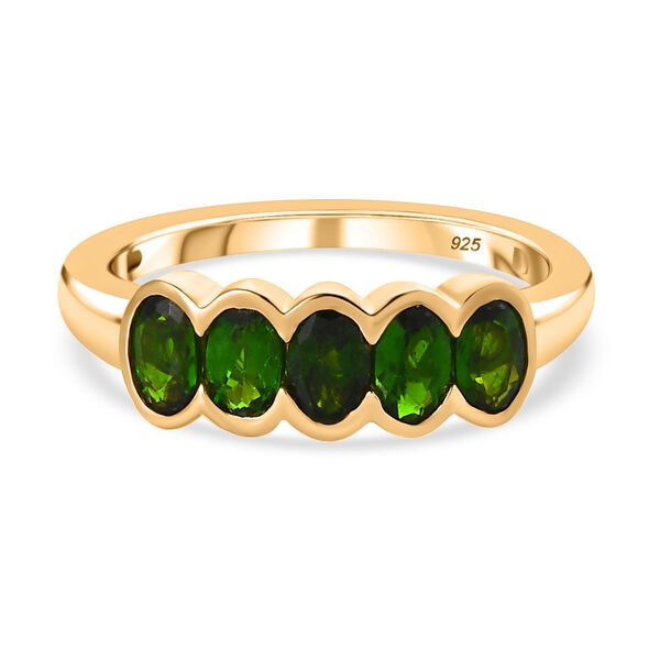 Nat&uuml;rlicher Chromdiopsid Ring, 925 Silber vergoldet (Gr&ouml;&szlig;e 17.00) ca. 1.33 ct image number 0