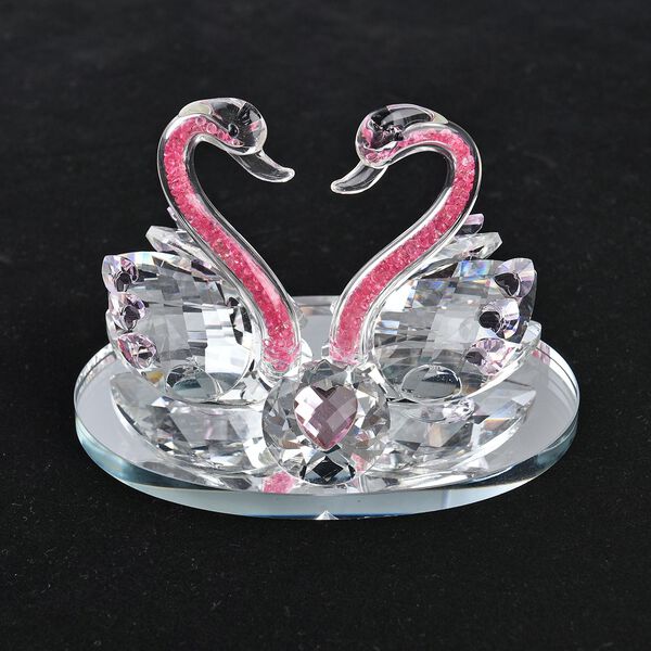 The 5th Season - Zwillings-Kristallschw&auml;ne auf Spiegelplatte, 13x9.5x9cm, rosa image number 2