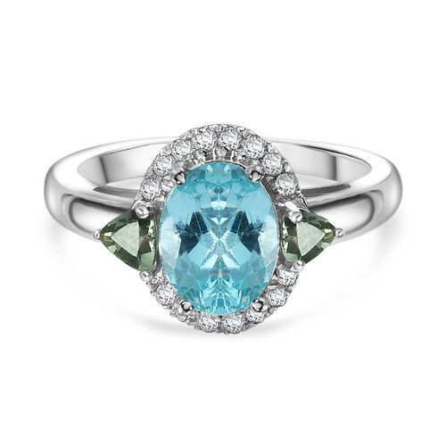 D’joy Betroka Blauer Apatit, Natürlicher grüner Apatit Ring 925 Silber rhodiniert (Größe 21.00) ca. 2,46 ct image number 0
