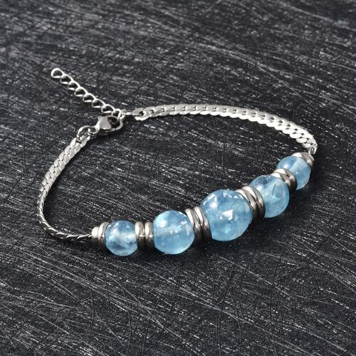 Hellblaues Künstlicher-Opal-Armband, ca. 18.5 cm Reiner Edelstahl image number 1