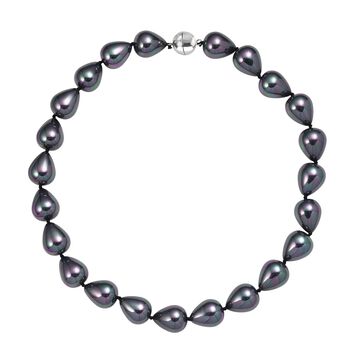 Pfaufarbene Tropfen Muschelkernperle 50cm Halskette