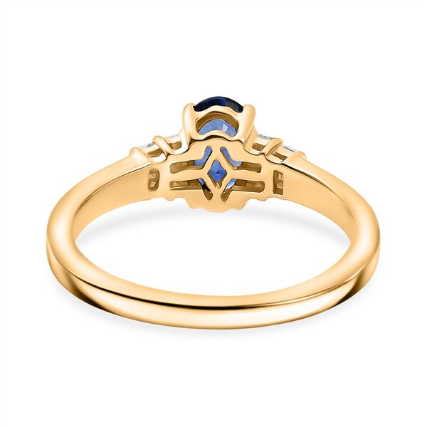 AAA ceylonfarbener Saphir und Diamant Ring in 585 Gold - 1 ct. image number 6