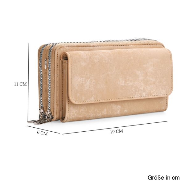 Crossbody-Tasche mit RFID-Schutz und Muster-Schulterriemen, 19x6x11 cm, Khaki image number 8