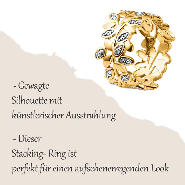 ALLORO funkelnder vergoldeter Silber-Bandring image number 9