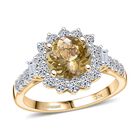 LUXURIANT DIAMOND - AAA Nat&uuml;rlicher goldener Tansanit, Lab Grown Diamant Ring 417 Gold (Gr&ouml;&szlig;e 16.50) ca. 2,95 ct