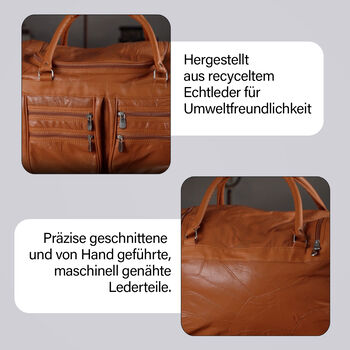 Patchwork-Reisetasche aus Schafleder mit 6 Au&szlig;entaschen und Schulterriemen, 51x29x28 cm, Hellbraun